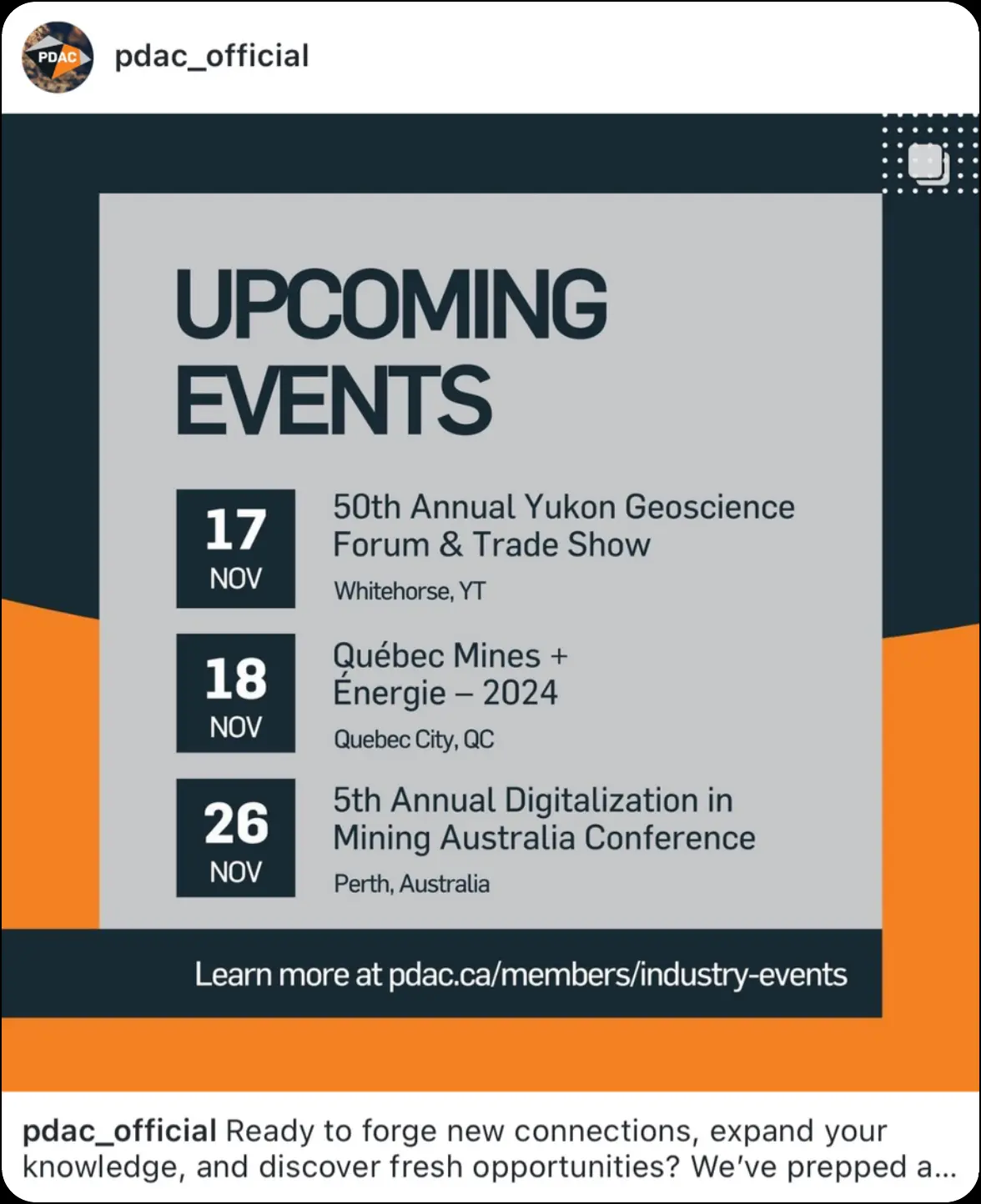 PDAC upcoming industry events roundup, part one